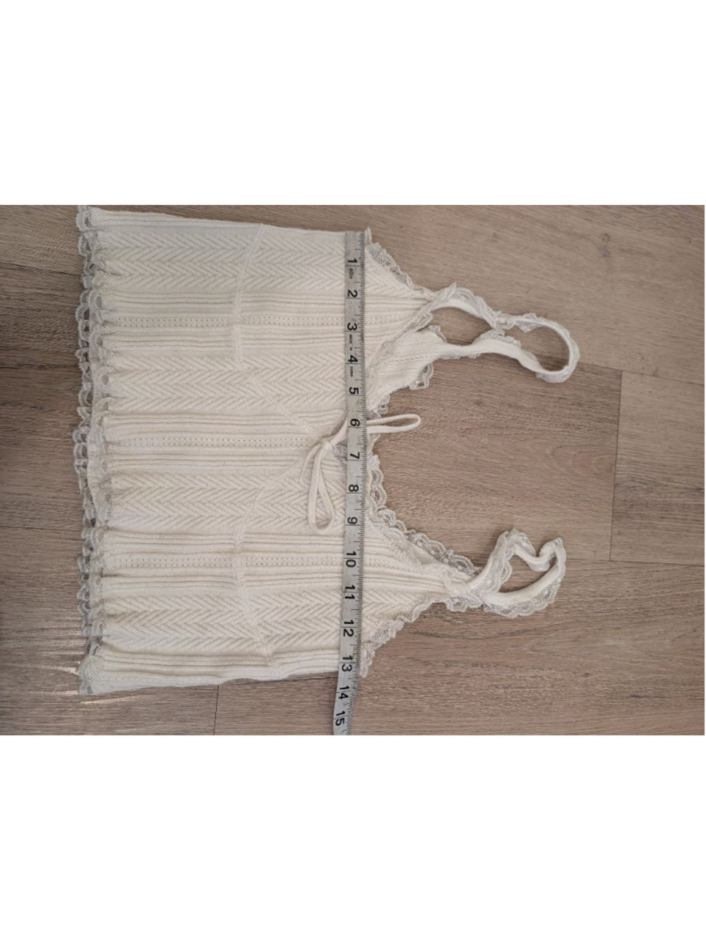 Women's For Love & Lemons White Lace Trim Knit Tank Top L Dainty Romantic - Picture 7 of 8